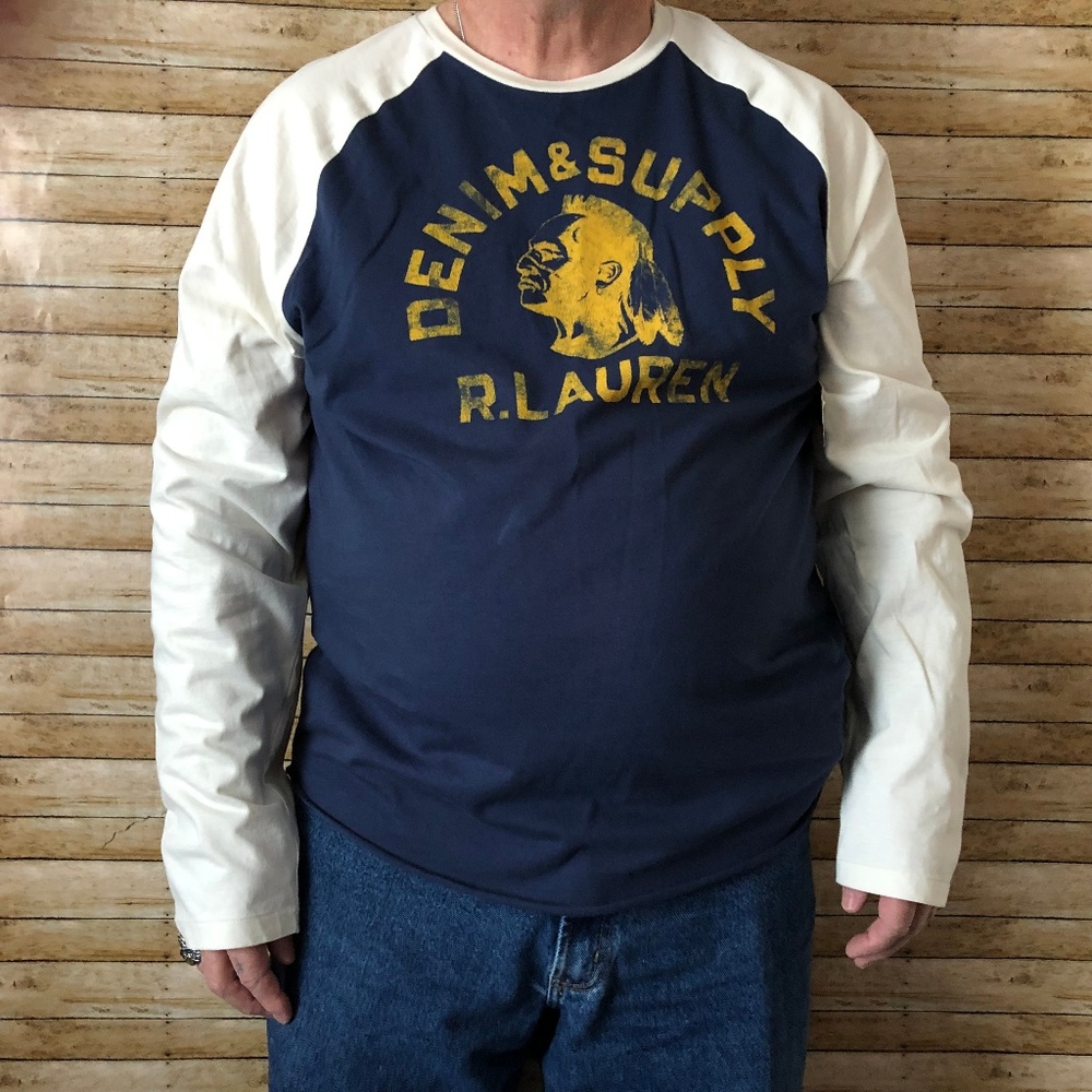 Denim & Supply XXL Navy & Cream T-Shirt NWT